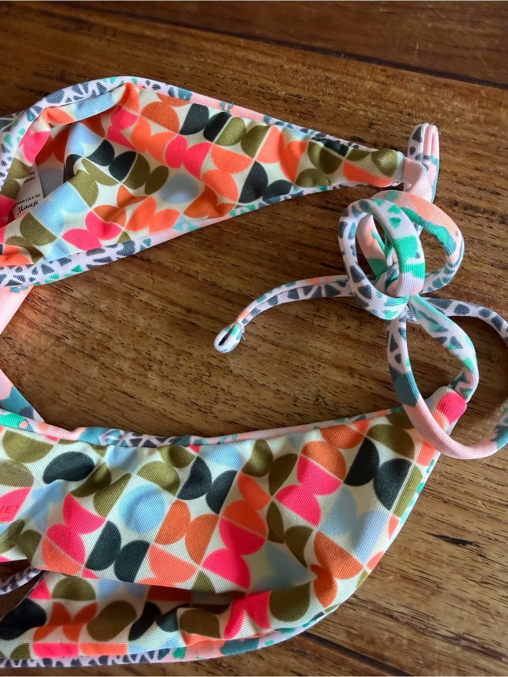 NWOT Maaje Coral, Turquoise & White Tie-Side Bikini Bottom Reversible / small